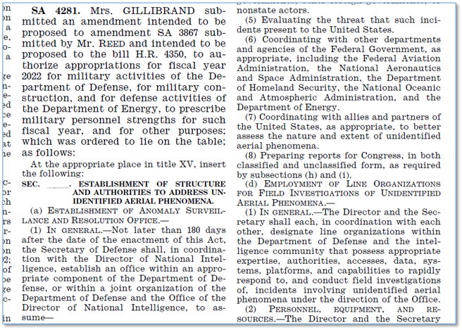 L'emendamento della Senatrice Gillibrand