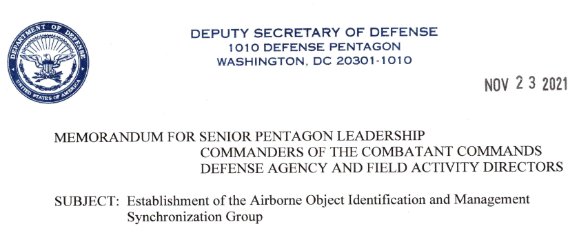 Pentagon's AOIMSG office creation order