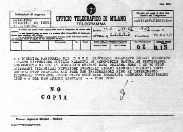 telegramma Agenzia Stefani 1