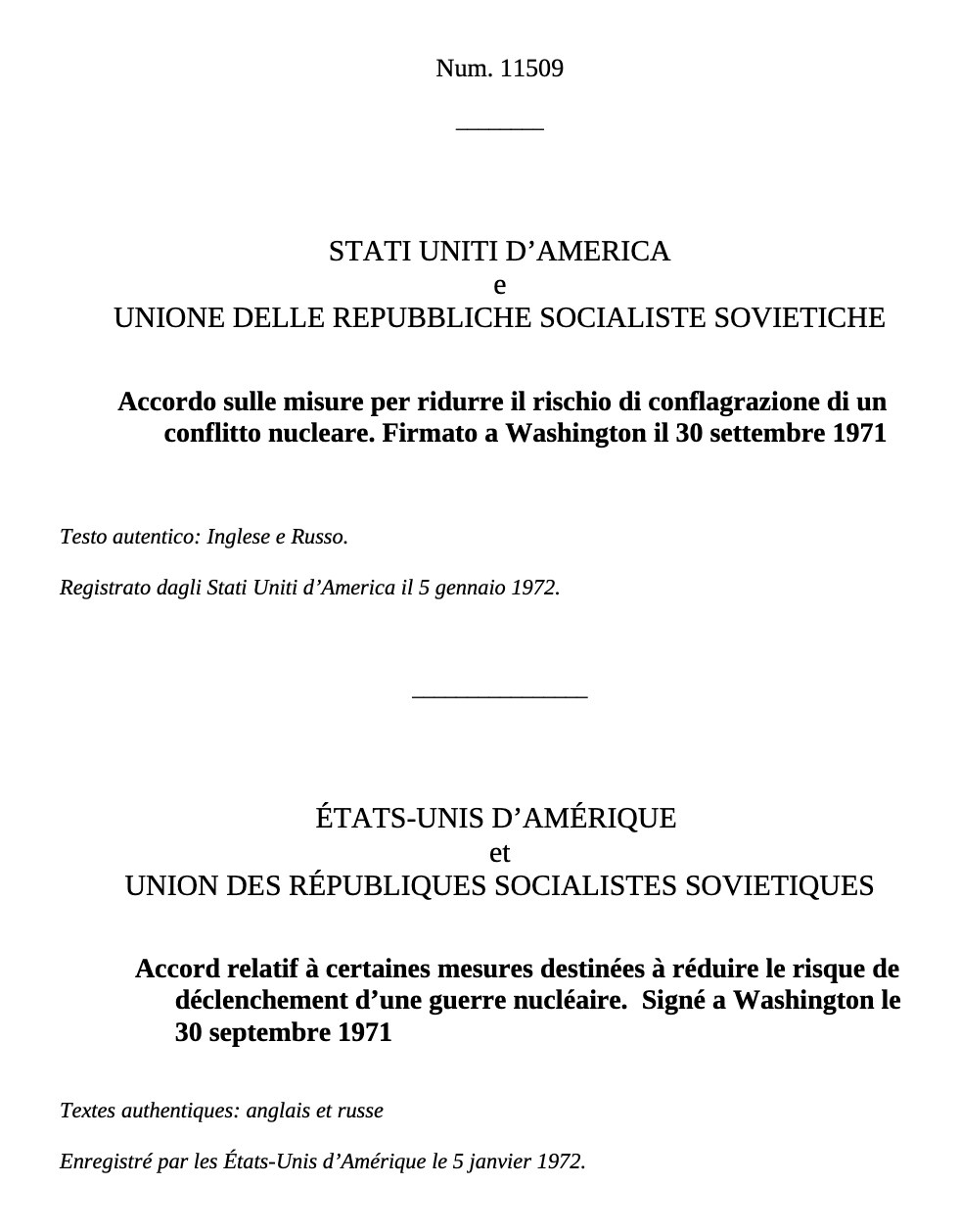 Frontespizio dell'Accordo USA-URSS nella traduzione italiana di PaoloG
