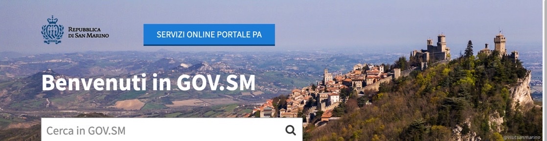 Home page del sito del governo di San Marino