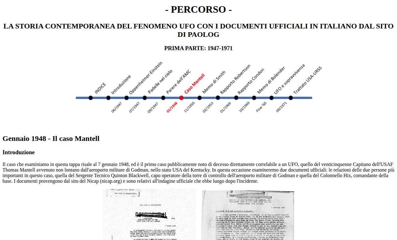 Una tappa del percorso guidato nella vecchia versione del sito